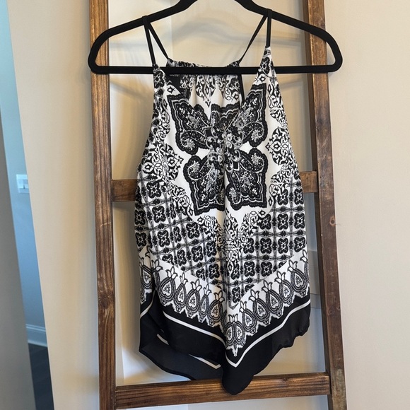 Iz Byer Tops - Iz Byer Black and White Paisley Tank Top